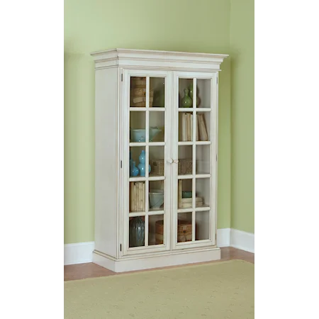 Large Library Cabinet with 2 Glass Doors and Crown Molding